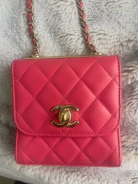 CHANEL Pink Quilted Mini Shoulder Bag with Gold Hardware